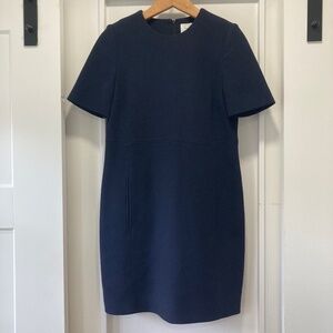 VICTORIA BECKHAM Navy Blue Wool Short Shift Dress Size 4